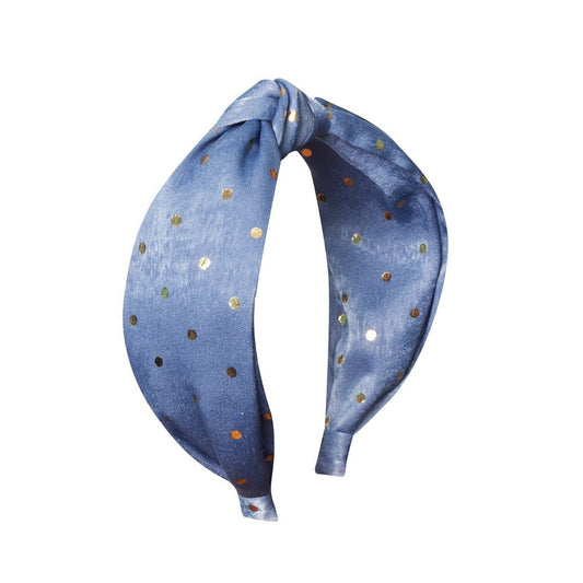 Gold Spotty Headband - Blue