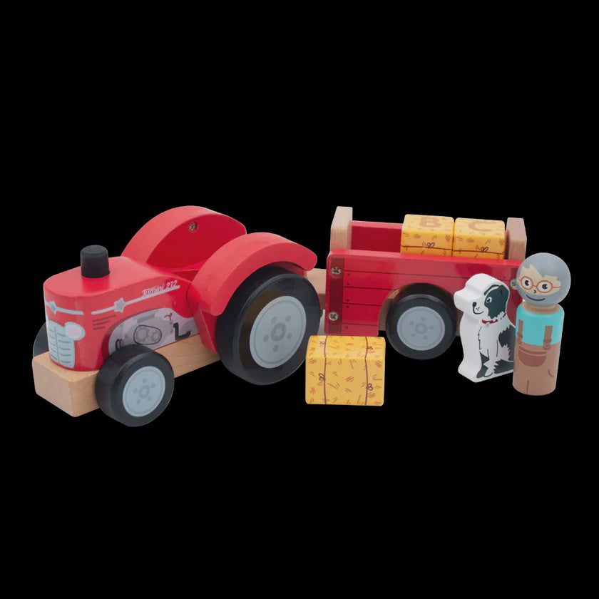 Wooden Farm - Tractor & Trailer (with Bales)