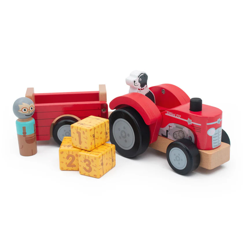 Wooden Farm - Tractor & Trailer (with Bales)