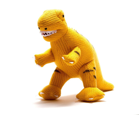 T-Rex Knitted Dinosaur Soft Toy Yellow