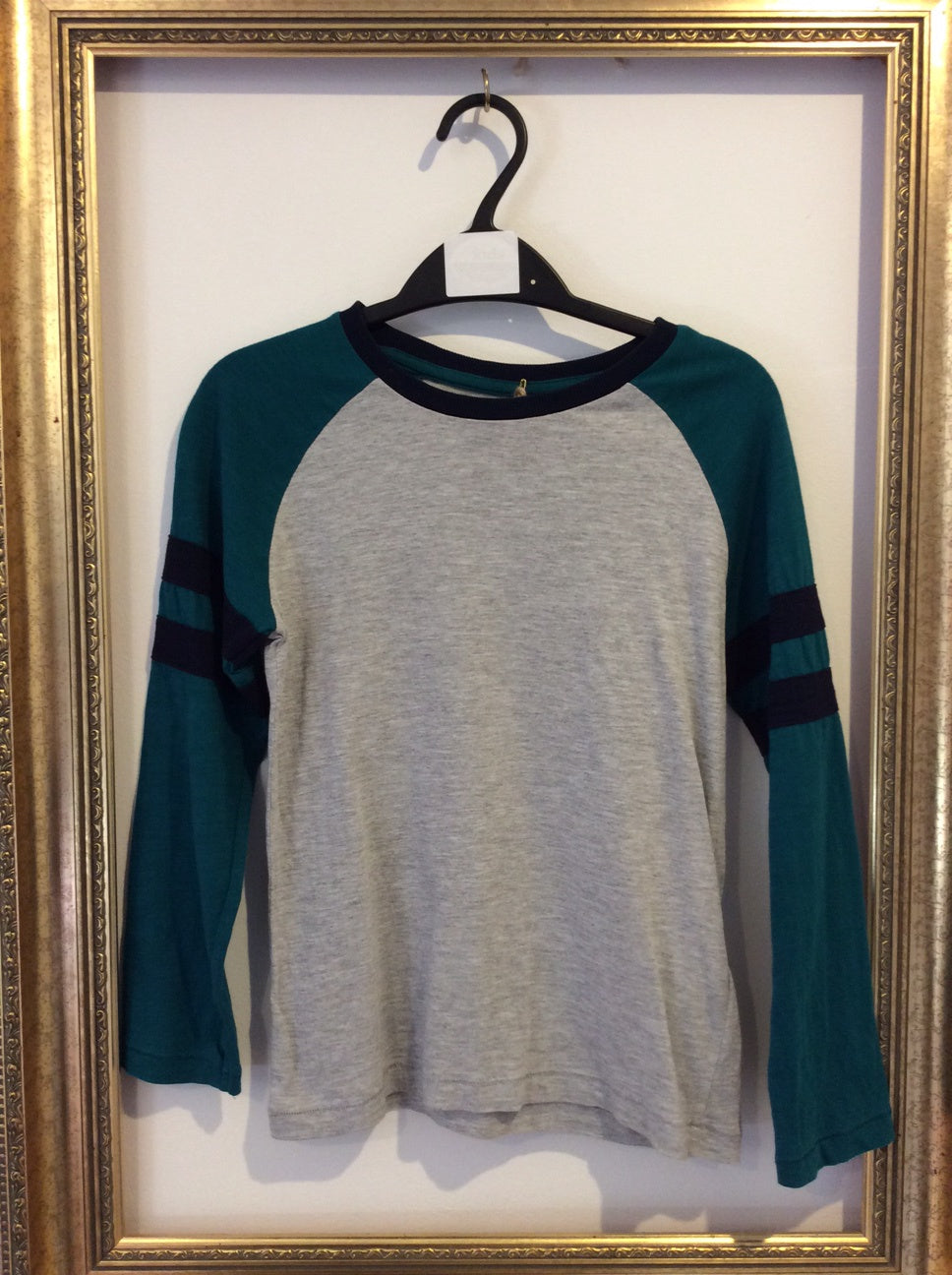 Pre-loved M&S Grey Teal Navy Top 6-7y