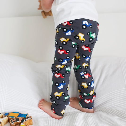 Tractor Print Leggings - Grey