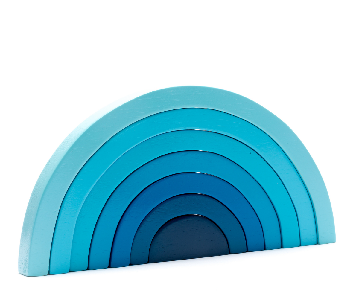 Blue fairtrade wooden rainbow toy